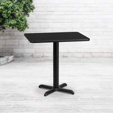 24'' x 30'' Rectangular Black Laminate Table Top with 22'' x 22'' Table Height Base [FLF-XU-BLKTB-2430-T2222-GG]