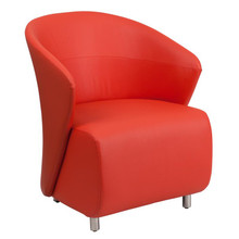 Red LeatherSoft Curved Barrel Back Lounge Chair [FLF-ZB-6-GG]