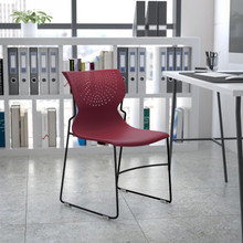 HERCULES Series 661 lb. Capacity Burgundy Full Back Stack Chair with Gray Powder Coated Frame [FLF-RUT-438-BY-GG]
