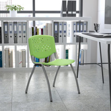 HERCULES Series 880 lb. Capacity Green Plastic Stack Chair with Titanium Gray Powder Coated Frame [FLF-RUT-F01A-GN-GG]