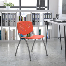 HERCULES Series 880 lb. Capacity Orange Plastic Stack Chair with Titanium Gray Powder Coated Frame [FLF-RUT-F01A-OR-GG]