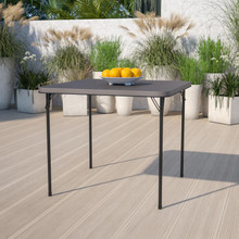 2.83-Foot Square Bi-Fold Dark Gray Plastic Folding Table with Carrying Handle [FLF-DAD-LF-86-DG-GG]