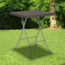 1.95-Foot Square Brown Rattan Plastic Folding Table [FLF-DAD-FT60-GG]