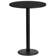 24'' Round Black Laminate Table Top with 18'' Round Bar Height Table Base [FLF-XU-RD-24-BLKTB-TR18B-GG]