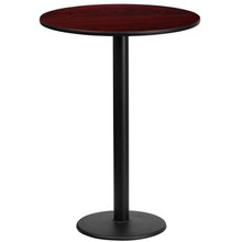 24'' Round Mahogany Laminate Table Top with 18'' Round Bar Height Table Base [FLF-XU-RD-24-MAHTB-TR18B-GG]