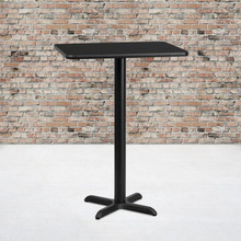 24'' x 30'' Rectangular Black Laminate Table Top with 22'' x 22'' Bar Height Table Base [FLF-XU-BLKTB-2430-T2222B-GG]