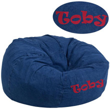 Personalized Oversized Denim Bean Bag Chair for Kids and Adults [FLF-DG-BEAN-LARGE-DENIM-TXTEMB-GG]