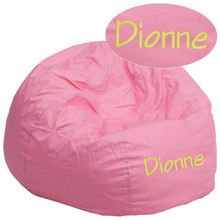 Personalized Oversized Solid Light Pink Bean Bag Chair for Kids and Adults [FLF-DG-BEAN-LARGE-SOLID-PK-TXTEMB-GG]