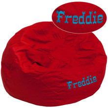 Personalized Oversized Solid Red Bean Bag Chair for Kids and Adults [FLF-DG-BEAN-LARGE-SOLID-RED-TXTEMB-GG]