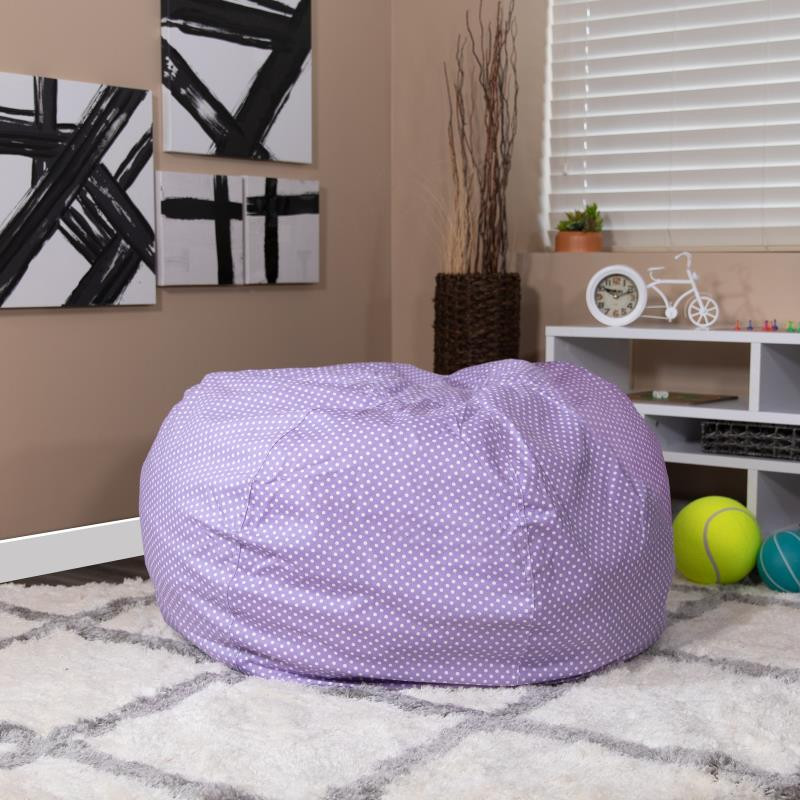 Oversized Lavender Dot Refillable Bean Bag Chair for All Ages [FLF