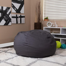 Oversized Solid Gray Refillable Bean Bag Chair for All Ages [FLF-DG-BEAN-LARGE-SOLID-GY-GG]