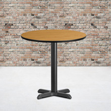 30'' Round Natural Laminate Table Top with 22'' x 22'' Table Height Base [FLF-XU-RD-30-NATTB-T2222-GG]