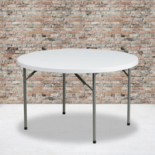 4-Foot Round Granite White Plastic Folding Table [FLF-DAD-YCZ-122R-GG]