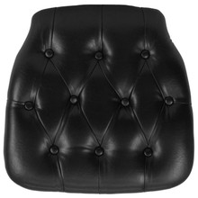 Hard Black Tufted Vinyl Chiavari Chair Cushion [FLF-SZ-TUFT-BLACK-GG]