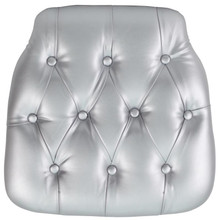Hard Silver Tufted Vinyl Chiavari Chair Cushion [FLF-SZ-TUFT-SIL-GG]