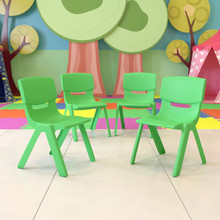 4 Pack Green Plastic Stackable School Chair with 13.25'' Seat Height [FLF-4-YU-YCX-004-GREEN-GG]