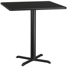 42'' Square Black Laminate Table Top with 33'' x 33'' Table Height Base [FLF-XU-BLKTB-4242-T3333-GG]