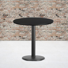 30'' Round Black Laminate Table Top with 18'' Round Table Height Base [FLF-XU-RD-30-BLKTB-TR18-GG]