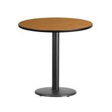 30'' Round Natural Laminate Table Top with 18'' Round Table Height Base [FLF-XU-RD-30-NATTB-TR18-GG]