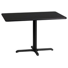 24'' x 42'' Rectangular Black Laminate Table Top with 23.5'' x 29.5'' Table Height Base [FLF-XU-BLKTB-2442-T2230-GG]