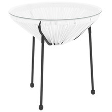 Valencia Oval Comfort Series Take Ten White Rattan Table with Glass Top [FLF-TLH-094T-WHITE-GG]