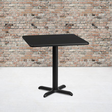 30'' Square Black Laminate Table Top with 22'' x 22'' Table Height Base [FLF-XU-BLKTB-3030-T2222-GG]