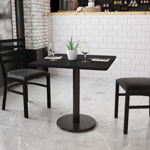 30'' Square Black Laminate Table Top with 18'' Round Table Height Base [FLF-XU-BLKTB-3030-TR18-GG]
