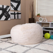 Oversized White Furry Refillable Bean Bag Chair for All Ages [FLF-DG-BEAN-LARGE-FUR-WH-GG]