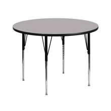 Wren 42'' Round Grey Thermal Laminate Activity Table - Standard Height Adjustable Legs [FLF-XU-A42-RND-GY-T-A-GG]