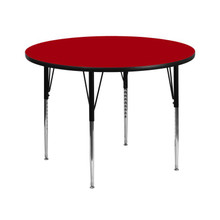 Wren 42'' Round Red Thermal Laminate Activity Table - Standard Height Adjustable Legs [FLF-XU-A42-RND-RED-T-A-GG]