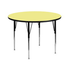 Wren 42'' Round Yellow Thermal Laminate Activity Table - Standard Height Adjustable Legs [FLF-XU-A42-RND-YEL-T-A-GG]