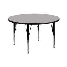 Wren 42'' Round Grey Thermal Laminate Activity Table - Height Adjustable Short Legs [FLF-XU-A42-RND-GY-T-P-GG]