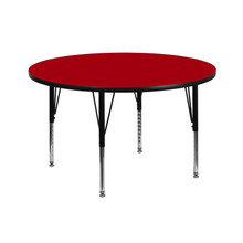 Wren 42'' Round Red Thermal Laminate Activity Table - Height Adjustable Short Legs [FLF-XU-A42-RND-RED-T-P-GG]