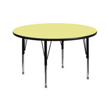 Wren 42'' Round Yellow Thermal Laminate Activity Table - Height Adjustable Short Legs [FLF-XU-A42-RND-YEL-T-P-GG]