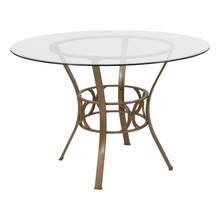 Carlisle 45'' Round Glass Dining Table with Matte Gold Metal Frame [FLF-XU-TBG-2-GG]