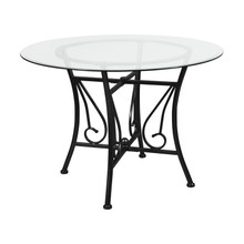 Princeton 42'' Round Glass Dining Table with Black Metal Frame [FLF-XU-TBG-18-GG]