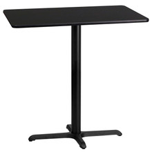 24'' x 42'' Rectangular Black Laminate Table Top with 23.5'' x 29.5'' Bar Height Table Base [FLF-XU-BLKTB-2442-T2230B-GG]