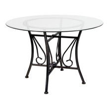 Princeton 45'' Round Glass Dining Table with Black Metal Frame [FLF-XU-TBG-17-GG]
