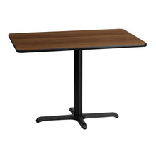 30'' x 42'' Rectangular Walnut Laminate Table Top with 23.5'' x 29.5'' Table Height Base [FLF-XU-WALTB-3042-T2230-GG]