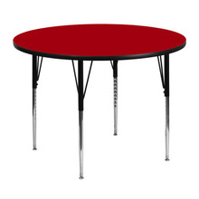 Wren 48'' Round Red Thermal Laminate Activity Table - Standard Height Adjustable Legs [FLF-XU-A48-RND-RED-T-A-GG]