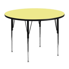 Wren 48'' Round Yellow Thermal Laminate Activity Table - Standard Height Adjustable Legs [FLF-XU-A48-RND-YEL-T-A-GG]