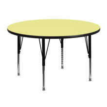 Wren 48'' Round Yellow Thermal Laminate Activity Table - Height Adjustable Short Legs [FLF-XU-A48-RND-YEL-T-P-GG]