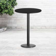 30'' Round Black Laminate Table Top with 18'' Round Bar Height Table Base [FLF-XU-RD-30-BLKTB-TR18B-GG]