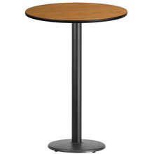 30'' Round Natural Laminate Table Top with 18'' Round Bar Height Table Base [FLF-XU-RD-30-NATTB-TR18B-GG]