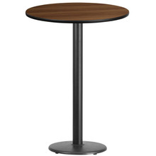 30'' Round Walnut Laminate Table Top with 18'' Round Bar Height Table Base [FLF-XU-RD-30-WALTB-TR18B-GG]