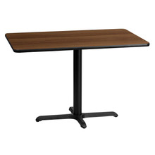 30'' x 45'' Rectangular Walnut Laminate Table Top with 23.5'' x 29.5'' Table Height Base [FLF-XU-WALTB-3045-T2230-GG]