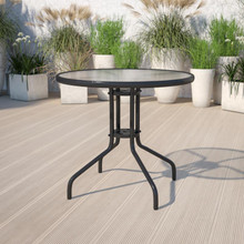 Bellamy 31.5'' Round Tempered Glass Metal Table [FLF-TLH-070-2-GG]