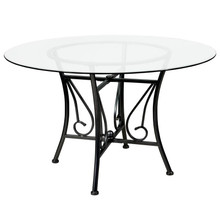 Princeton 48'' Round Glass Dining Table with Black Metal Frame [FLF-XU-TBG-16-GG]