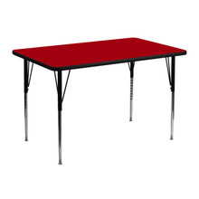 Wren 30''W x 48''L Rectangular Red Thermal Laminate Activity Table - Standard Height Adjustable Legs [FLF-XU-A3048-REC-RED-T-A-GG]