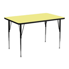 Wren 30''W x 48''L Rectangular Yellow Thermal Laminate Activity Table - Standard Height Adjustable Legs [FLF-XU-A3048-REC-YEL-T-A-GG]